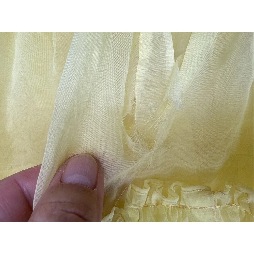 Vintage Toddler Girls‎ Yellow Sheer Dress Lace Ruffle 18-24M 2T Easter Party